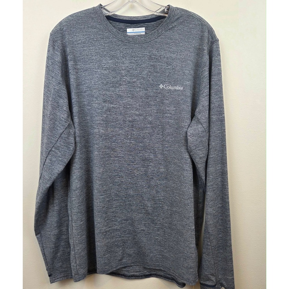 Columbia‎ Omni-Wick Mens Long Sleeve Shirt Heather Navy Blue AO0773 Medium